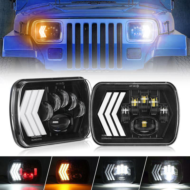 Pair Accessories of 5X7 LED Square Headlight Angle Ring for Chevrolet Yj  for Jeep Cherokee Xj H4 with DRL Angel Eye Headlight - China LED Headlight,  LED Headlight for Jeep Jk